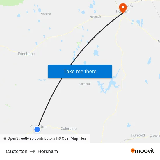 Casterton to Horsham map