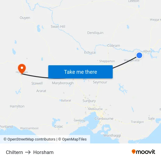 Chiltern to Horsham map