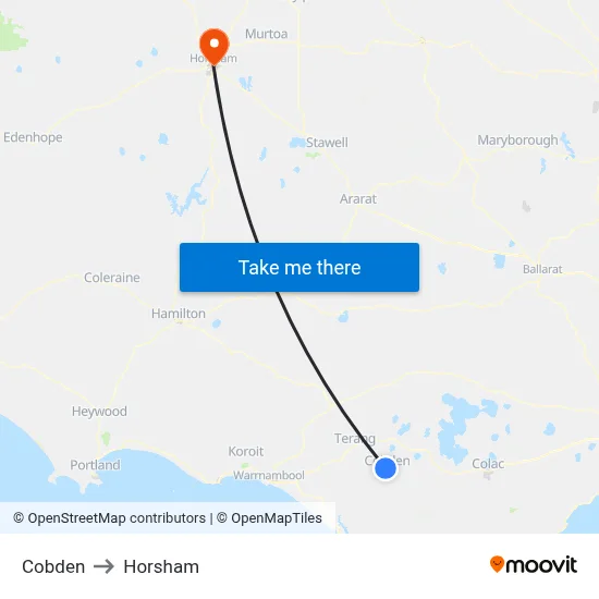 Cobden to Horsham map