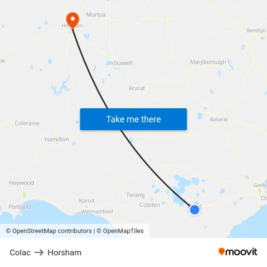 Colac to Horsham map