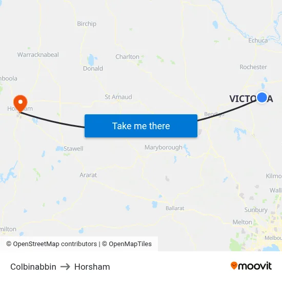 Colbinabbin to Horsham map
