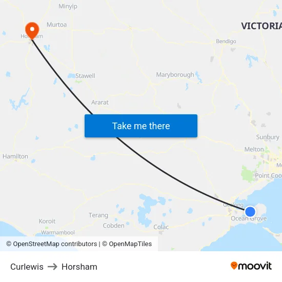 Curlewis to Horsham map