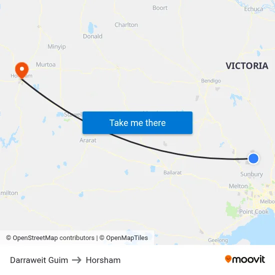 Darraweit Guim to Horsham map