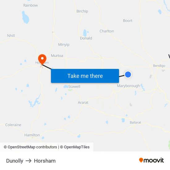 Dunolly to Horsham map
