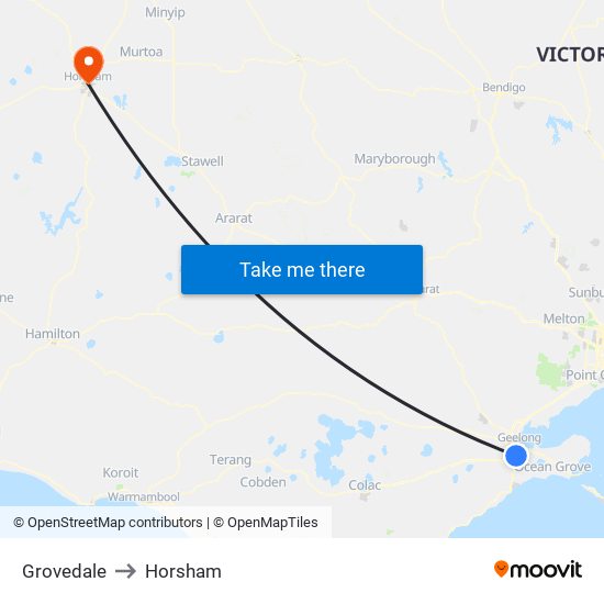 Grovedale to Horsham map