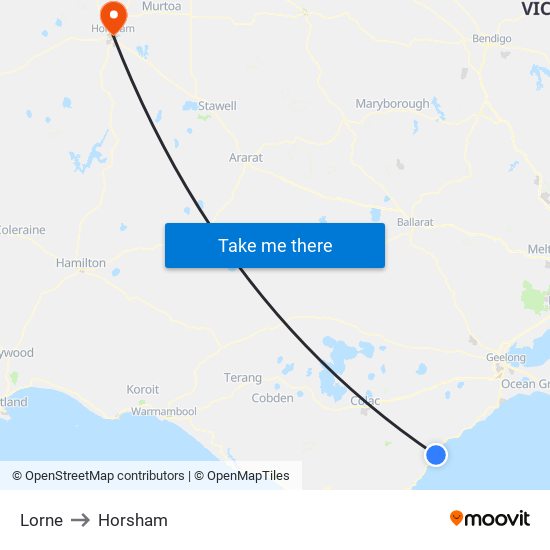 Lorne to Horsham map