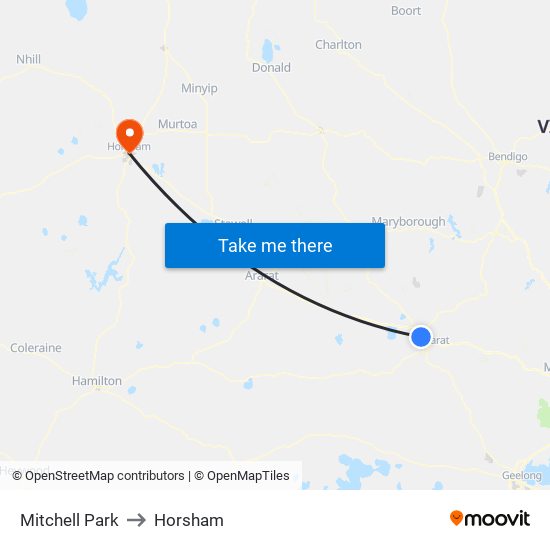 Mitchell Park to Horsham map