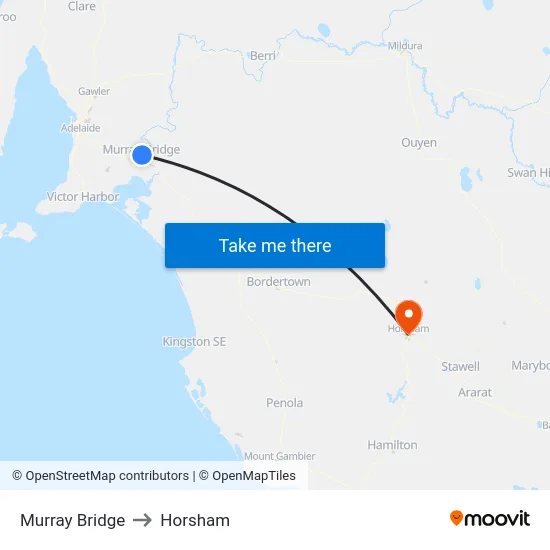 Murray Bridge to Horsham map