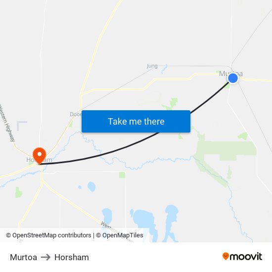 Murtoa to Horsham map