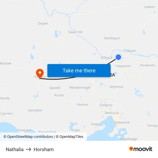 Nathalia to Horsham map