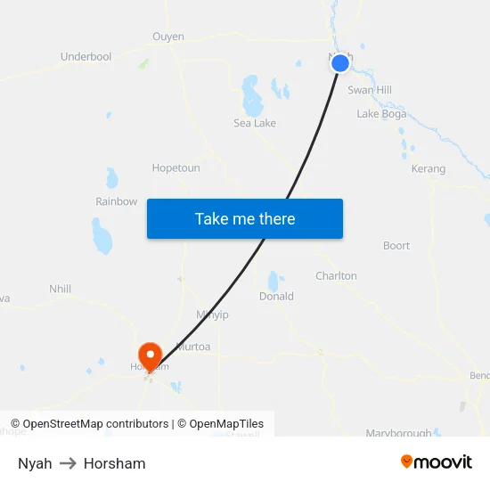 Nyah to Horsham map