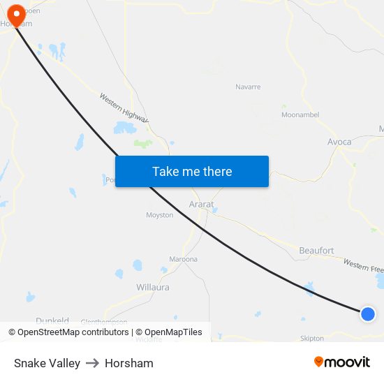 Snake Valley to Horsham map