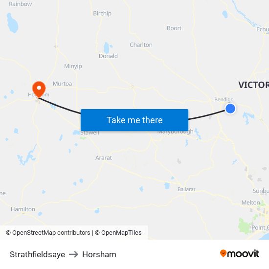 Strathfieldsaye to Horsham map