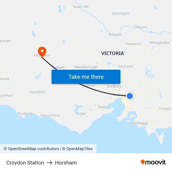 Croydon Station to Horsham map