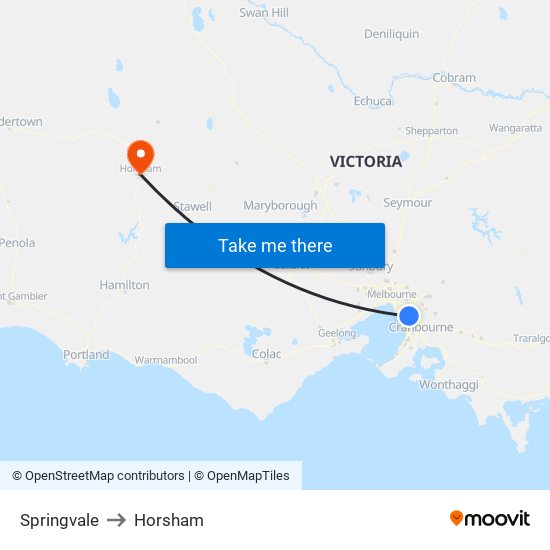 Springvale to Horsham map