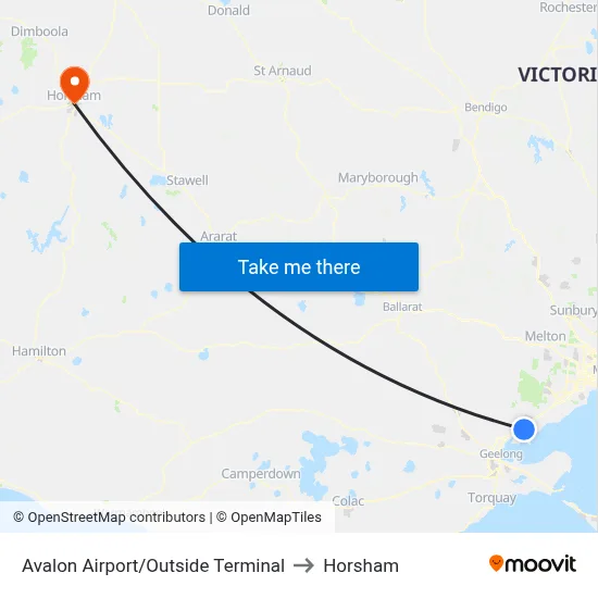 Avalon Airport/Outside Terminal to Horsham map