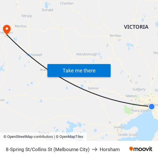 8-Spring St/Collins St (Melbourne City) to Horsham map