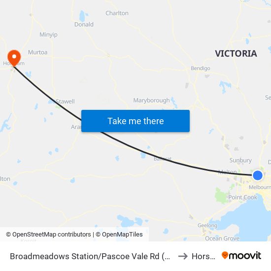 Broadmeadows Station/Pascoe Vale Rd (Broadmeadows) to Horsham map