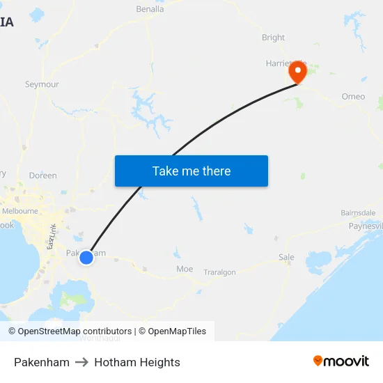 Pakenham to Hotham Heights map