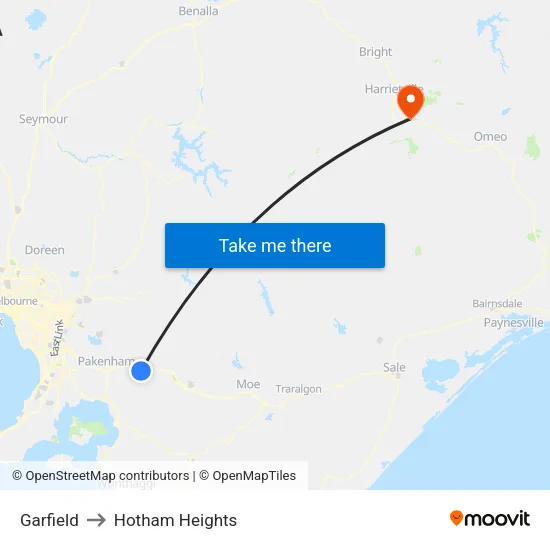 Garfield to Hotham Heights map