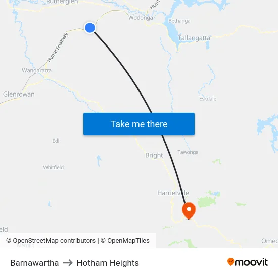 Barnawartha to Hotham Heights map