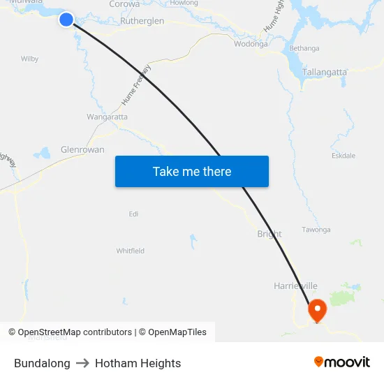 Bundalong to Hotham Heights map