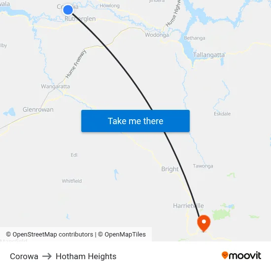 Corowa to Hotham Heights map