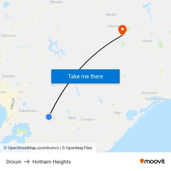 Drouin to Hotham Heights map