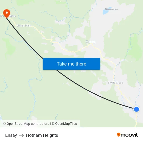 Ensay to Hotham Heights map