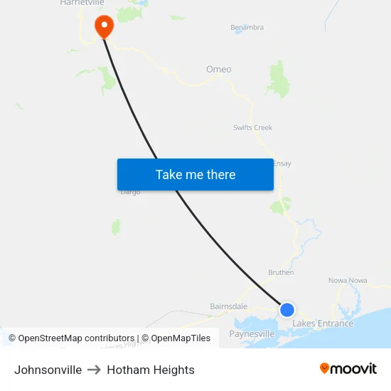 Johnsonville to Hotham Heights map
