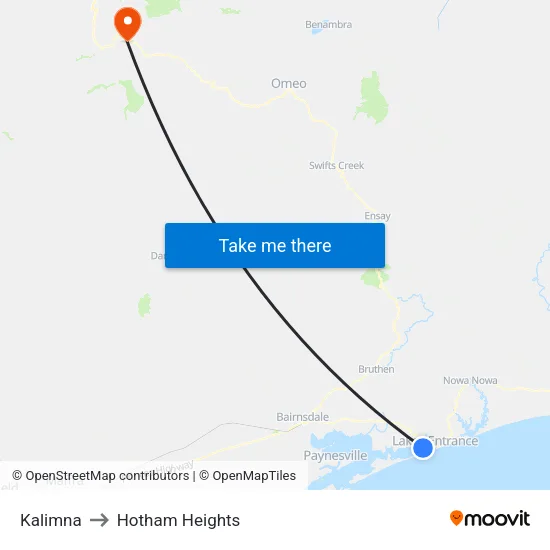 Kalimna to Hotham Heights map