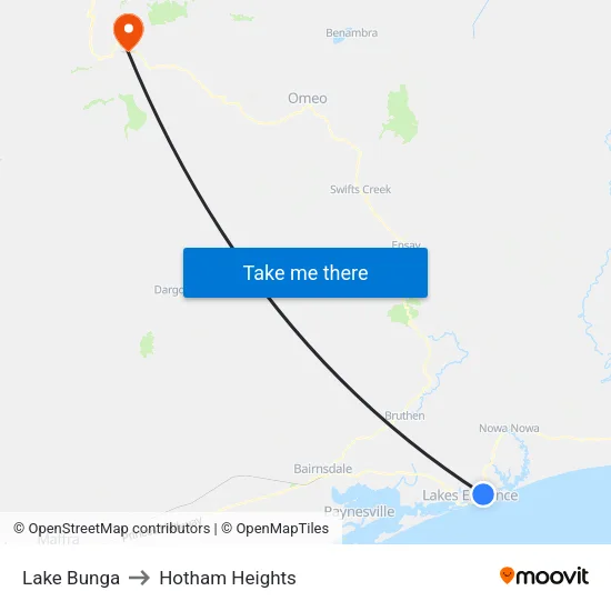 Lake Bunga to Hotham Heights map