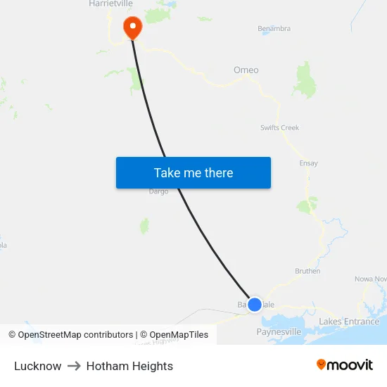 Lucknow to Hotham Heights map