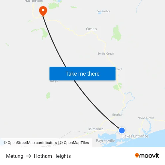 Metung to Hotham Heights map