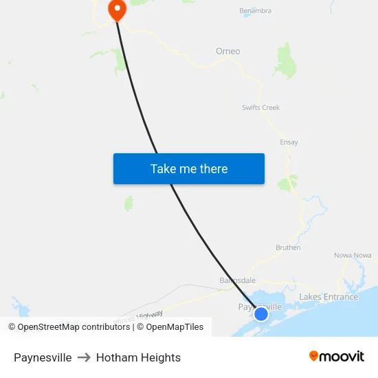 Paynesville to Hotham Heights map