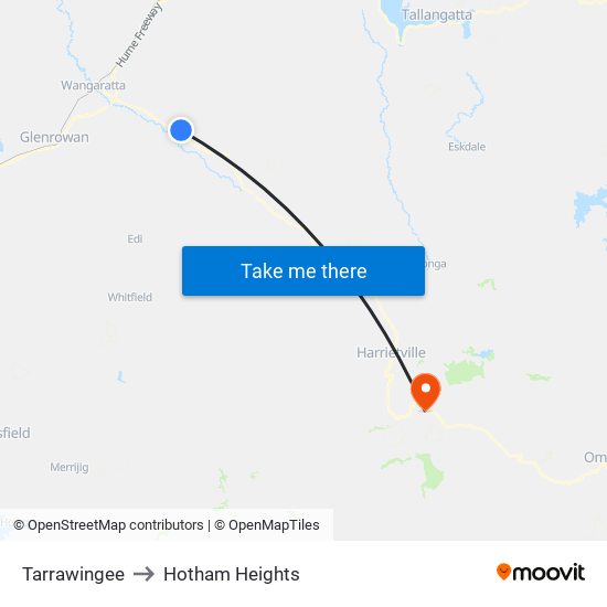 Tarrawingee to Hotham Heights map
