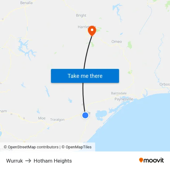 Wurruk to Hotham Heights map