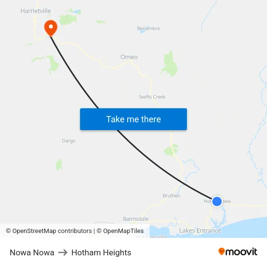 Nowa Nowa to Hotham Heights map