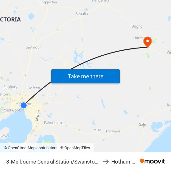 8-Melbourne Central Station/Swanston St (Melbourne City) to Hotham Heights map