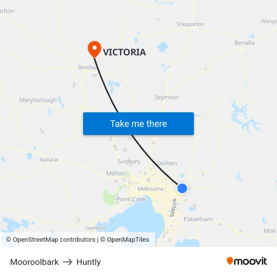 Mooroolbark to Huntly map