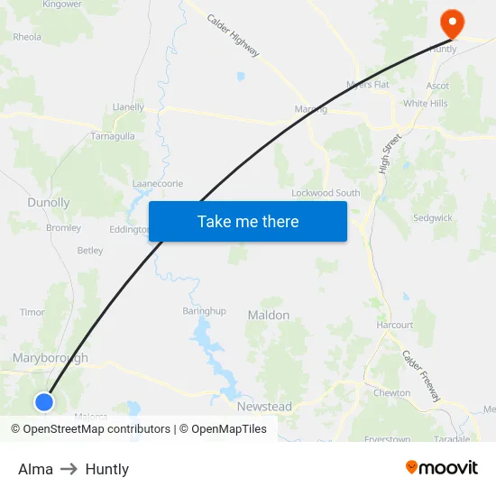 Alma to Huntly map