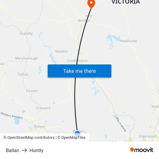 Ballan to Huntly map
