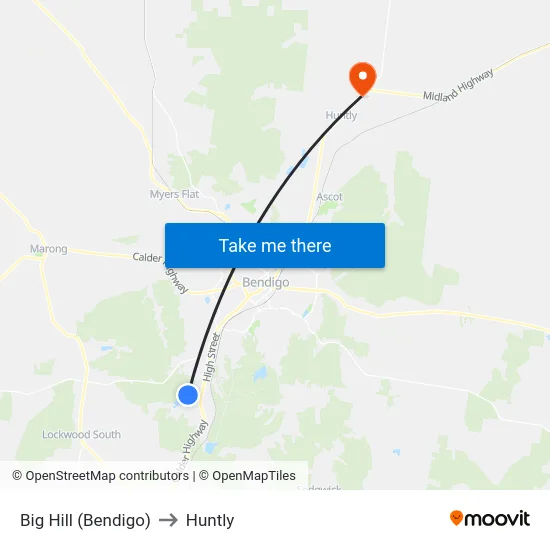Big Hill (Bendigo) to Huntly map