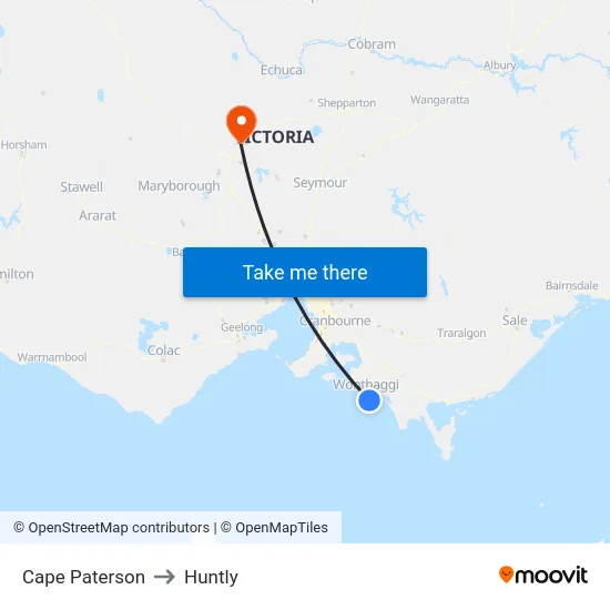 Cape Paterson to Huntly map