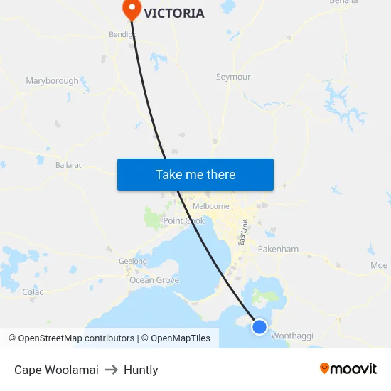 Cape Woolamai to Huntly map