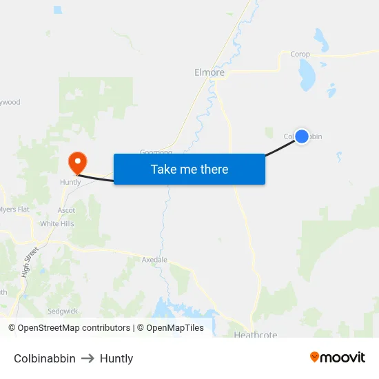 Colbinabbin to Huntly map