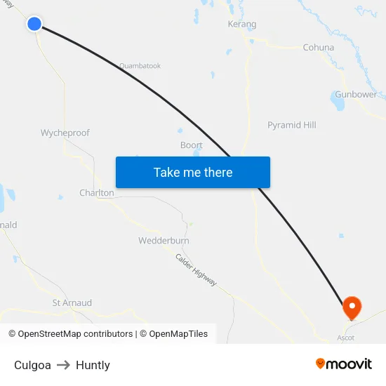 Culgoa to Huntly map