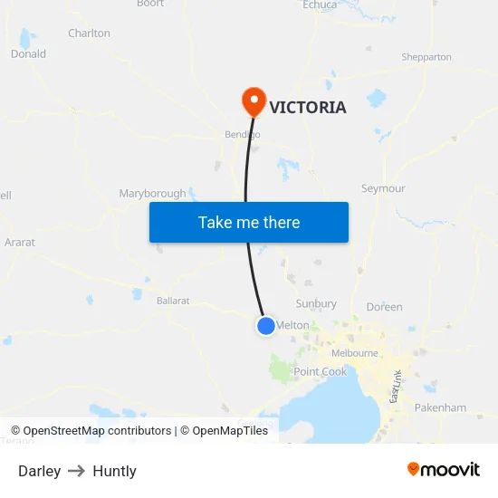 Darley to Huntly map