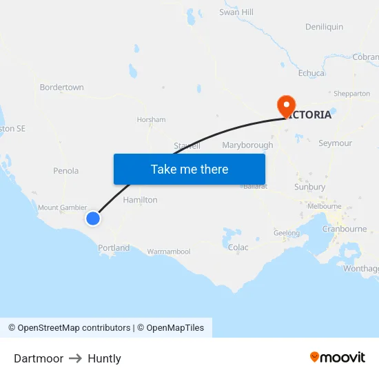 Dartmoor to Huntly map