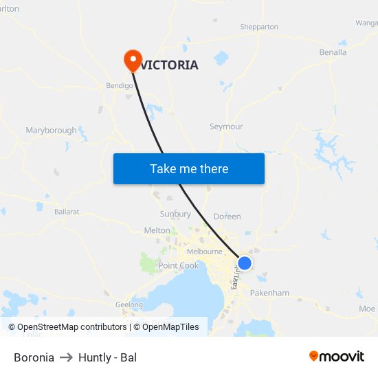 Boronia to Huntly - Bal map